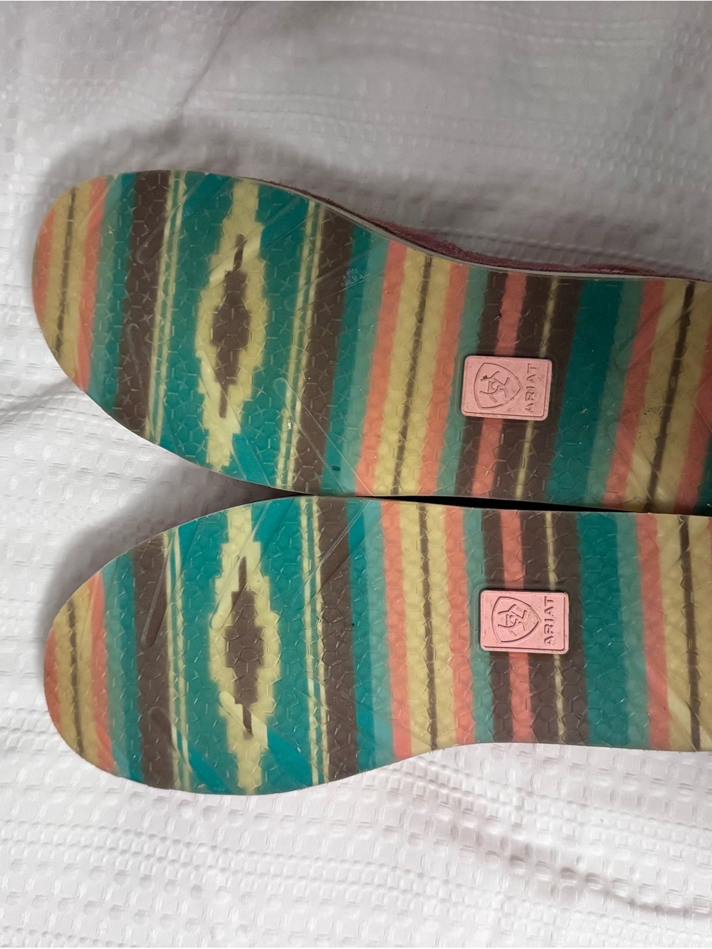 Ariat Pink and Gray Striped Slip-On Moccasins for Women - Picture 2 of 3